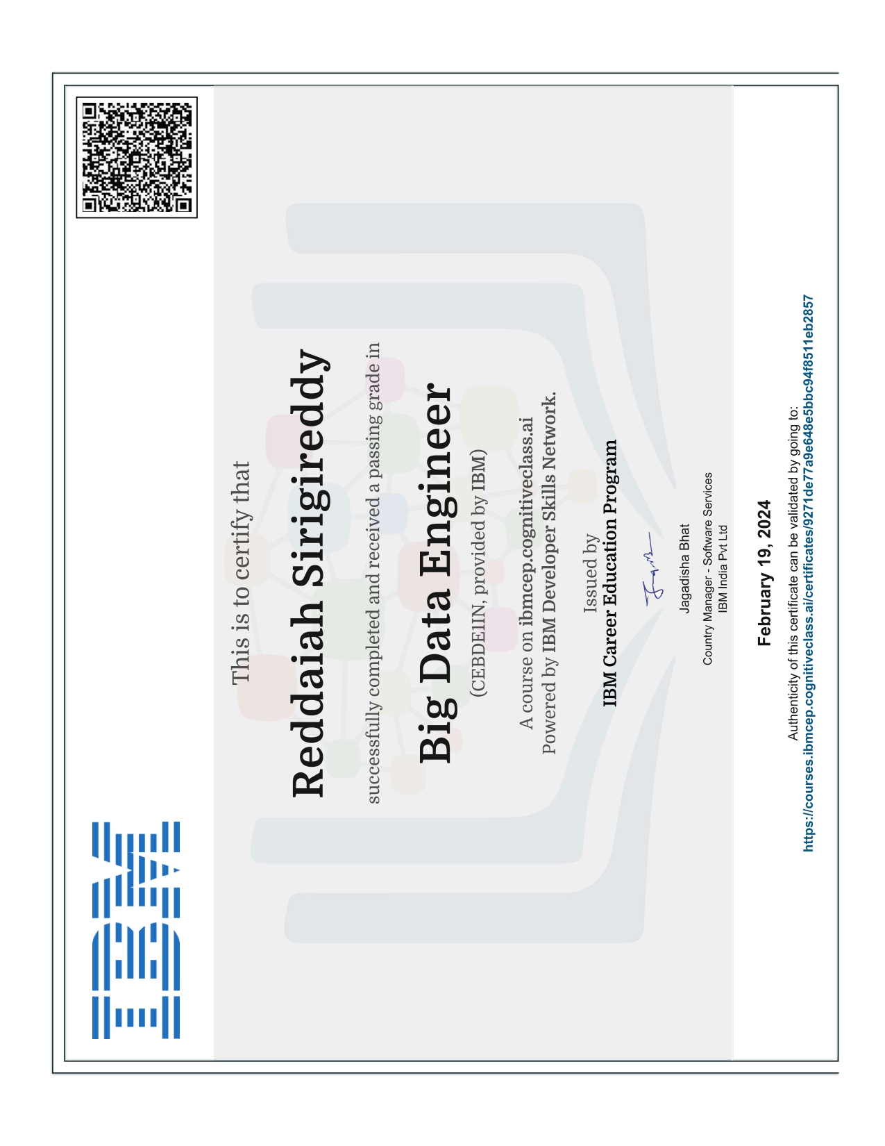 IBM Data Engineering Certificate
